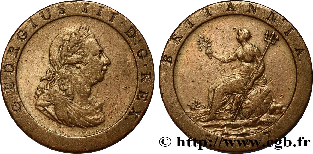 REINO UNIDO 1 Penny Georges III 1797 Soho BC+ 