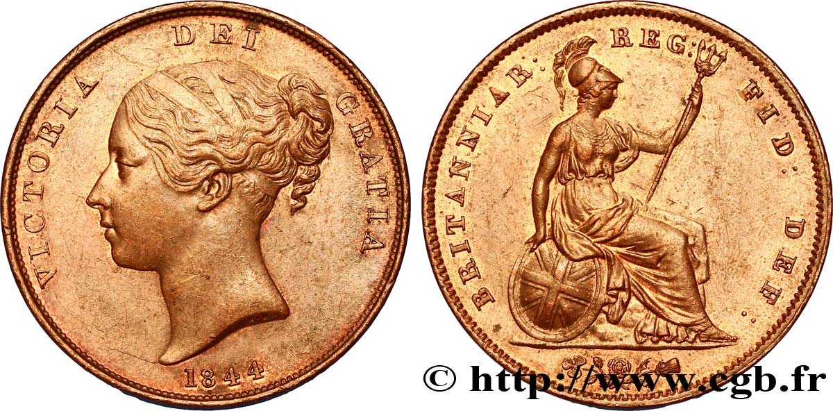 UNITED KINGDOM 1 Penny Victoria “tête jeune” 1844  AU 