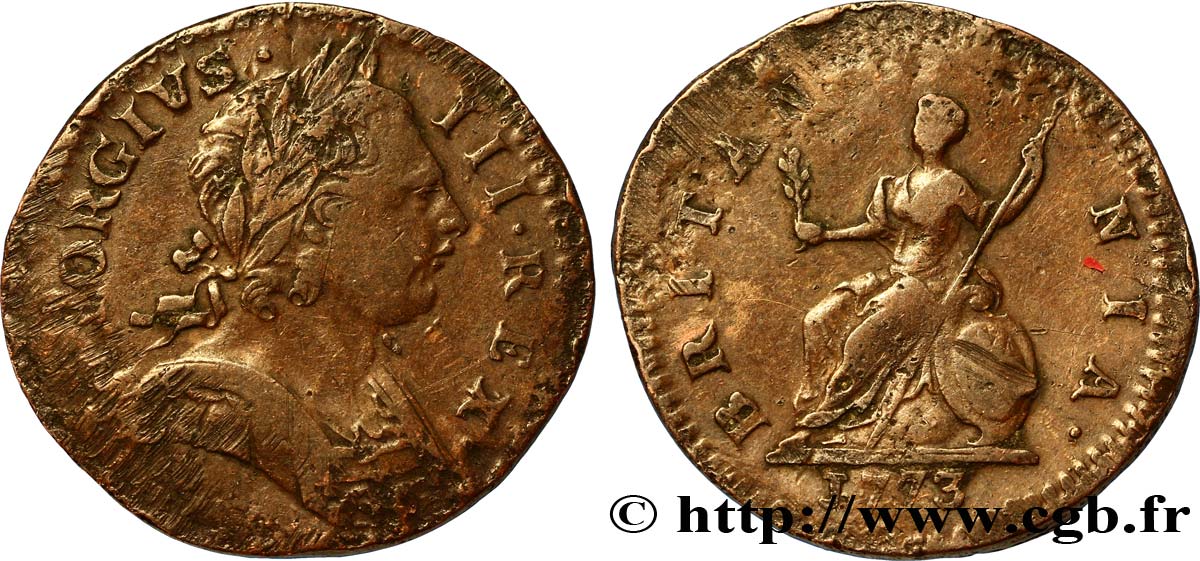 REGNO UNITO 1 Farthing Georges III 1773 Londres q.BB 