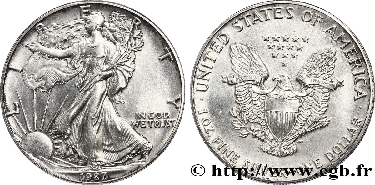UNITED STATES OF AMERICA 1 Dollar type Silver Eagle 1987 Philadelphie AU 