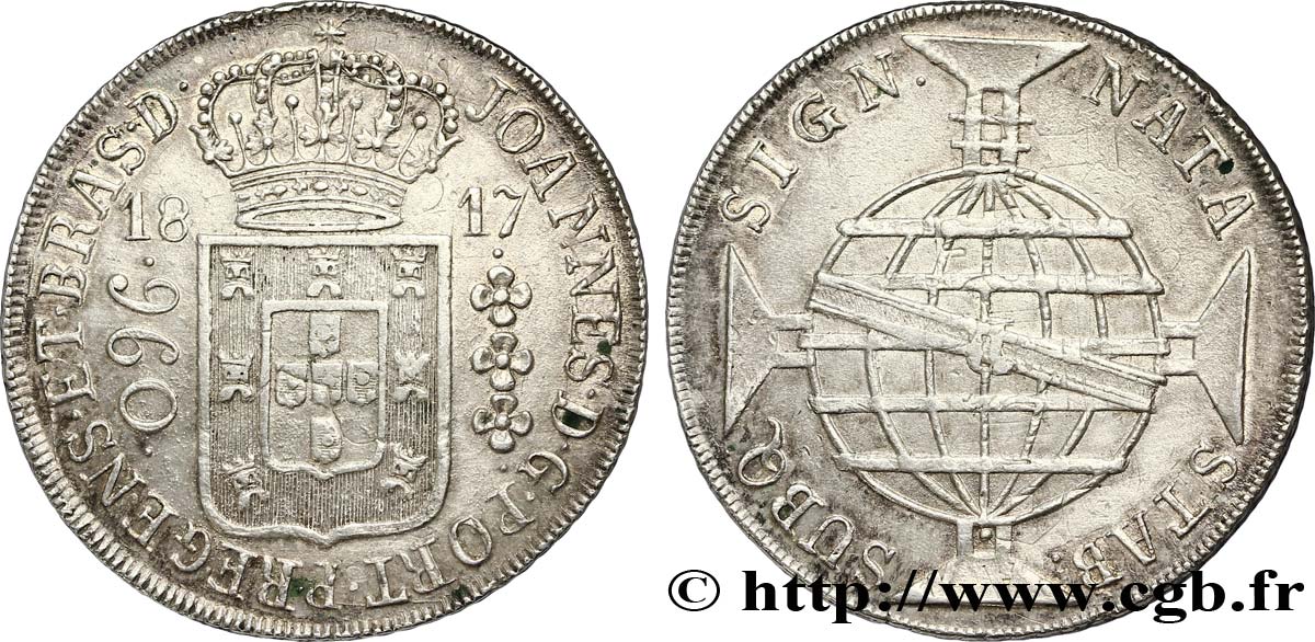 BRAZIL 960 Reis Jean VI (Joao) 1817 Bahia AU 