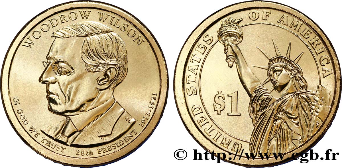 UNITED STATES OF AMERICA 1 Dollar Woodrow Wilson tranche A 2013 Philadelphie - P MS 