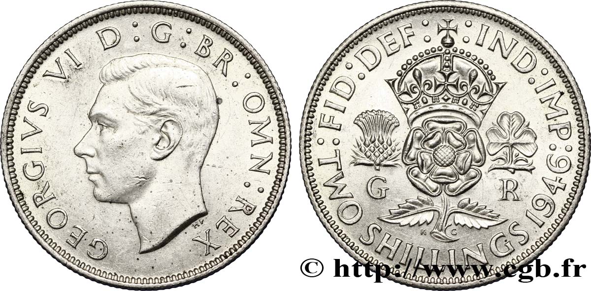 VEREINIGTEN KÖNIGREICH 1 Florin (2 Shillings) Georges VI 1946  VZ 