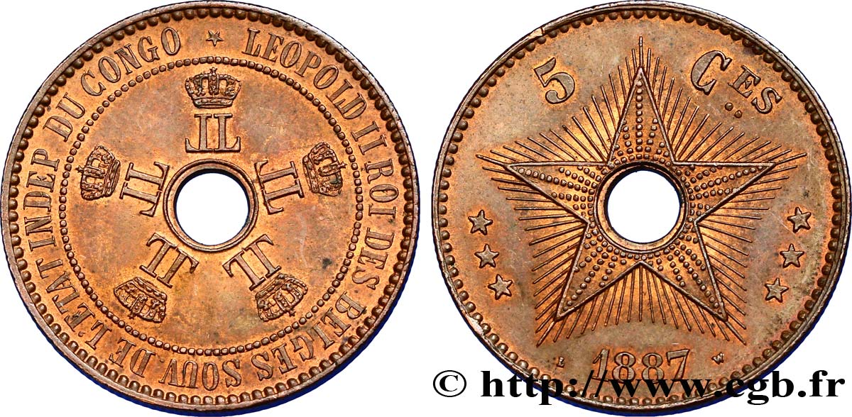 KONGO-FREISTAAT 5 Centimes 1887  fST 