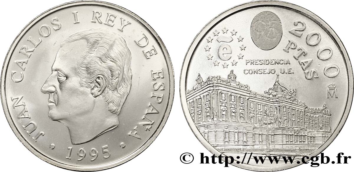 ESPAGNE 2000 Pesetas roi Juan Carlos, présidence de l’Union Européenne 1995  SPL 