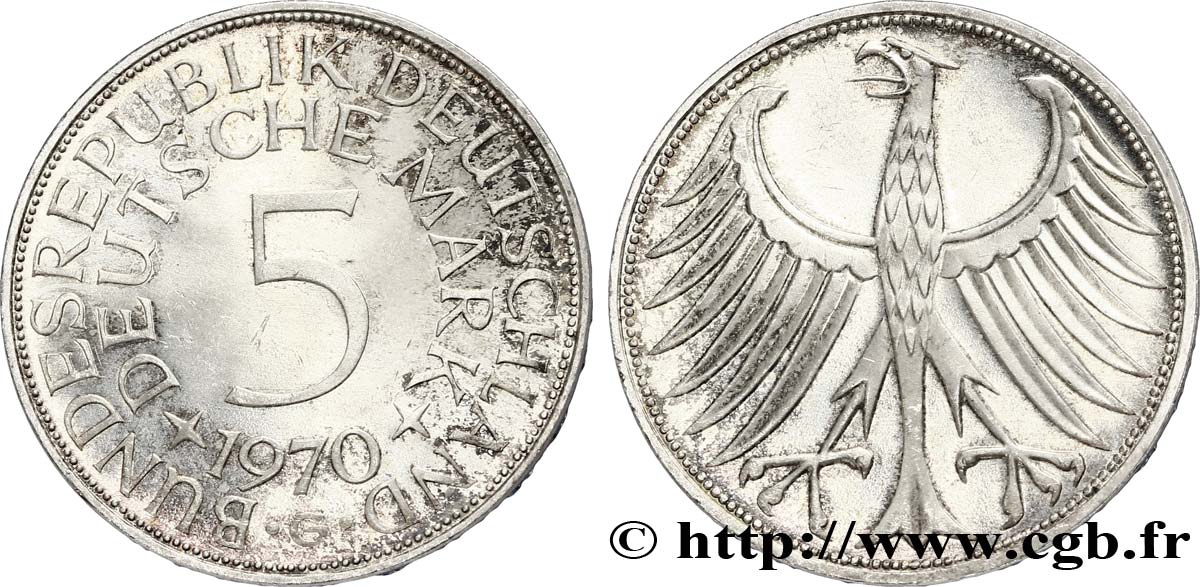 GERMANY 5 Mark aigle 1970 Karlsruhe - G  MS 