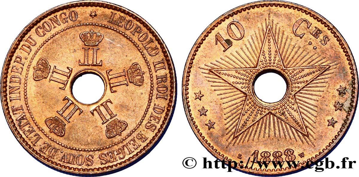KONGO-FREISTAAT 10 Centimes 1888  fST 