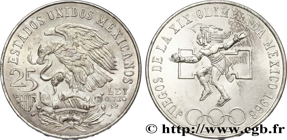 MÉXICO 25 Pesos Jeux Olympiques de Mexico 1968 Mexico SC 