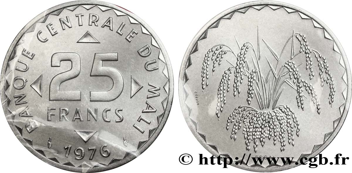 MALI Essai de 25 Francs plant de mil 1976 Paris MS 
