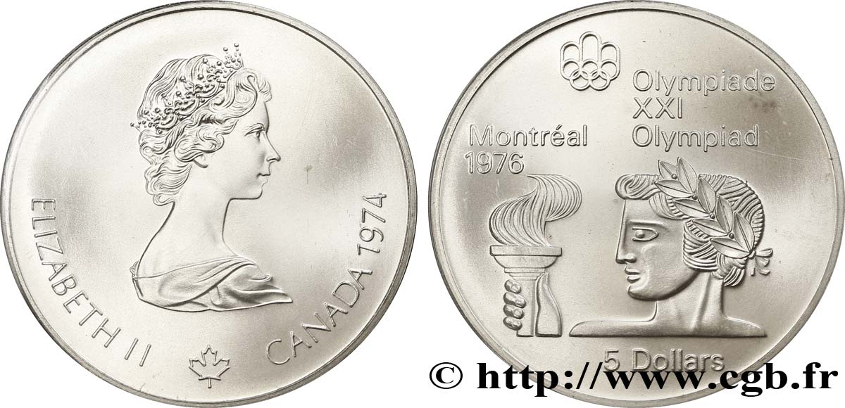 CANADá
 5 Dollars JO Montréal 1976 athlète grec / Elisabeth II 1976  FDC 