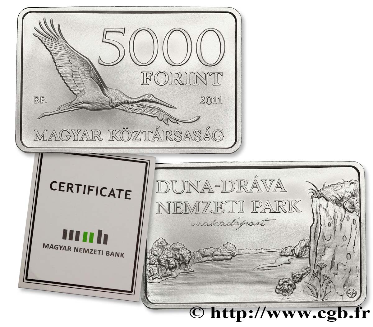 HUNGRíA 5000 Forint parc national Duna-Dráva : cigogne noire / vue des rives 2011  FDC 