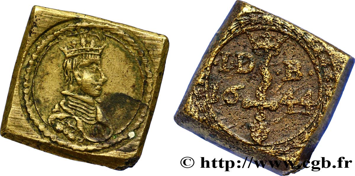 BELGIEN - SPANISCHE NIEDERLAND Poids monétaire pour le double souverain d’or 1644 Anvers SS 