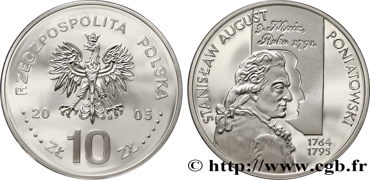 POLAND 10 Zlotych Stanislas Auguste Poniatowski 2005  MS 