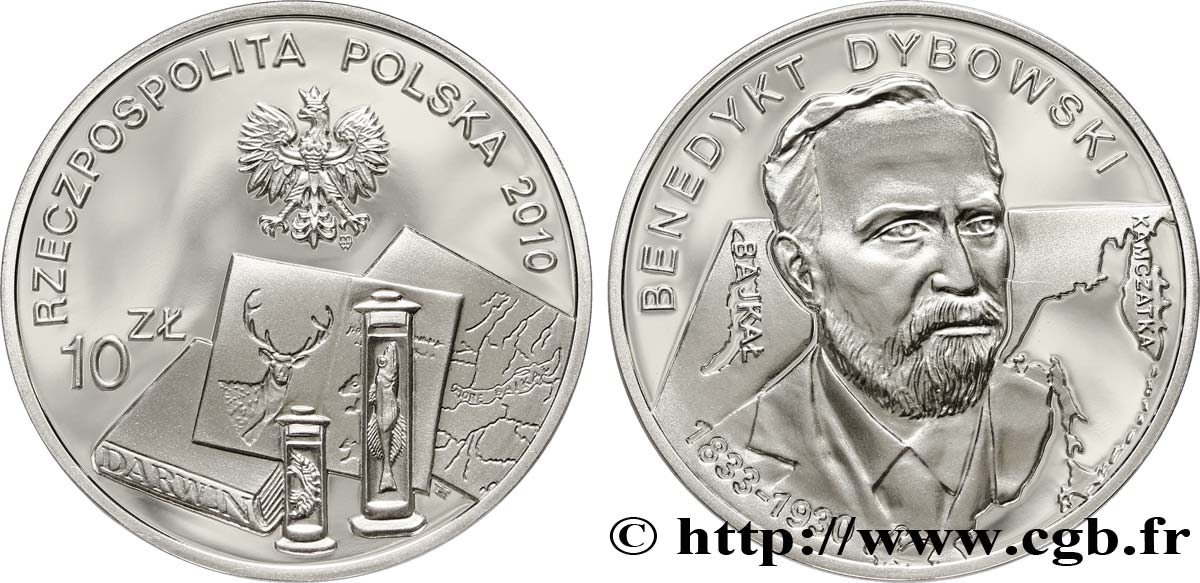 POLAND 10 Zlotych Le scientifique Benedykt Dybowski 2010  MS 