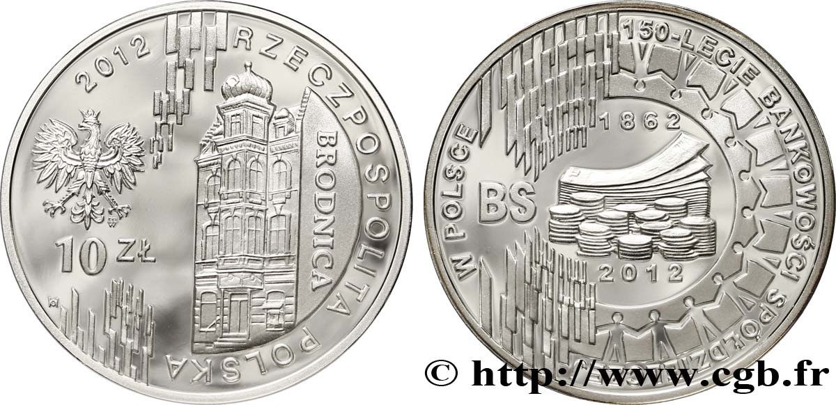 POLONIA 10 Zlotych 150e anniversaire de la Banque Coopérative 2012  FDC 