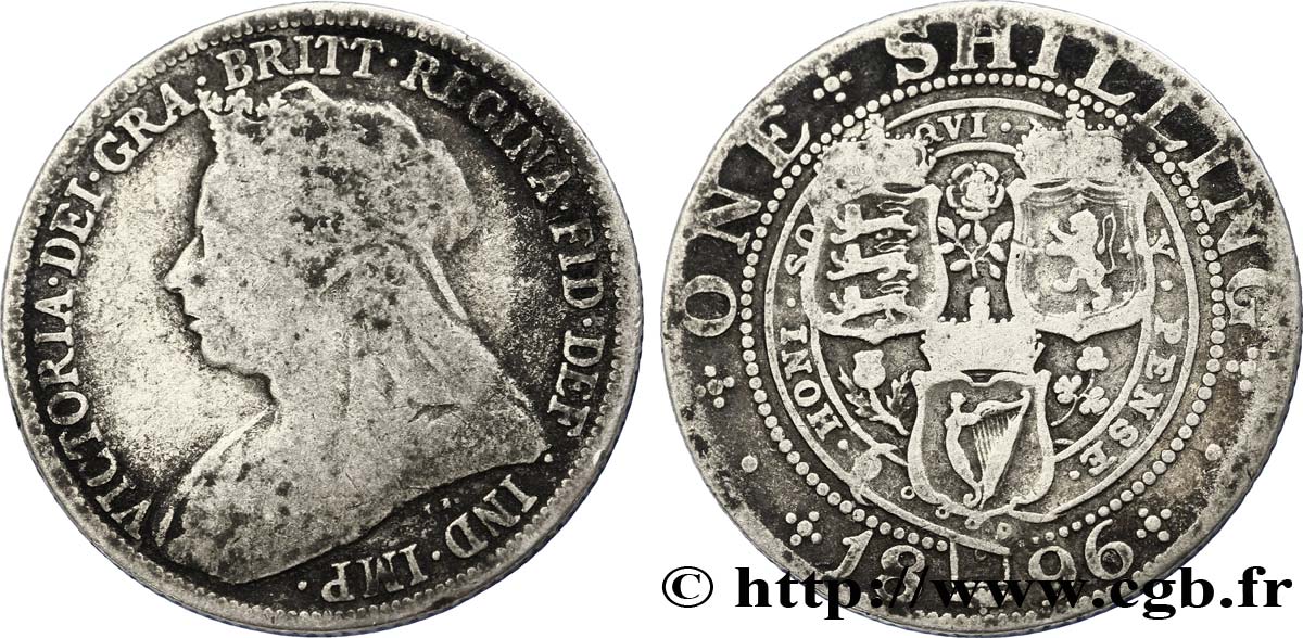 UNITED KINGDOM 1 Shilling Victoria vieille tête  1896  F 