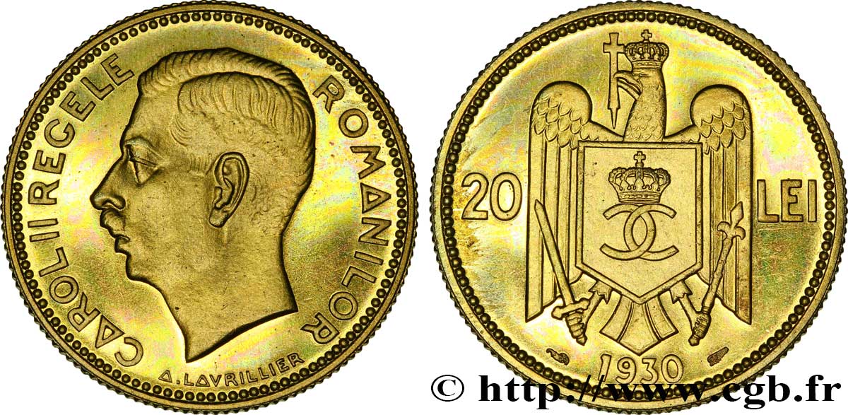 ROMANIA 20 Lei Charles II 1930 Paris MS 