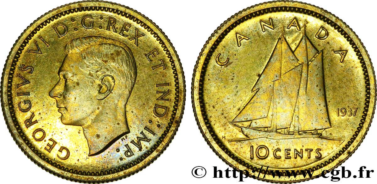 CANADA Essai de frappe 1 Cent Laiton Georges VI 1937 - MS 