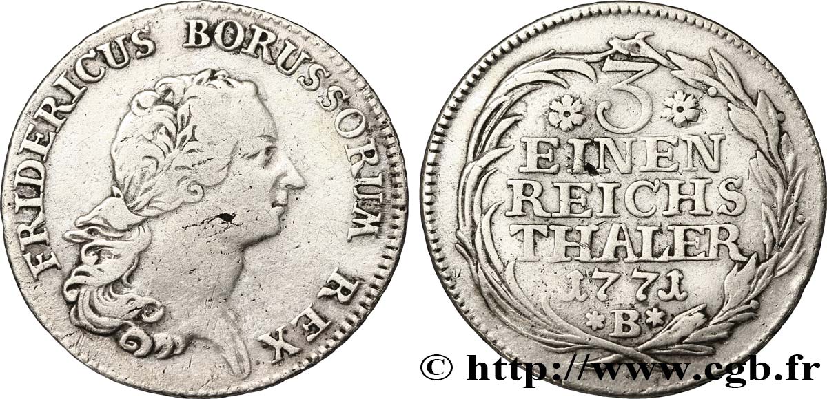 ALEMANIA - PRUSIA 1/3 de Thaler Frédéric II 1771 Brandebourg BC 