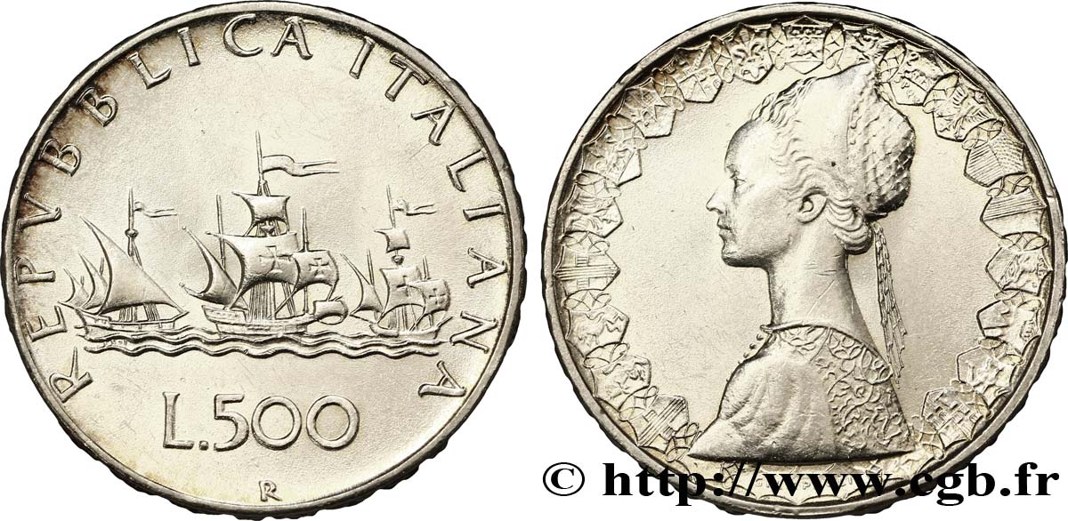 ITALY 500 Lire “caravelles” 1966 Rome - R AU 