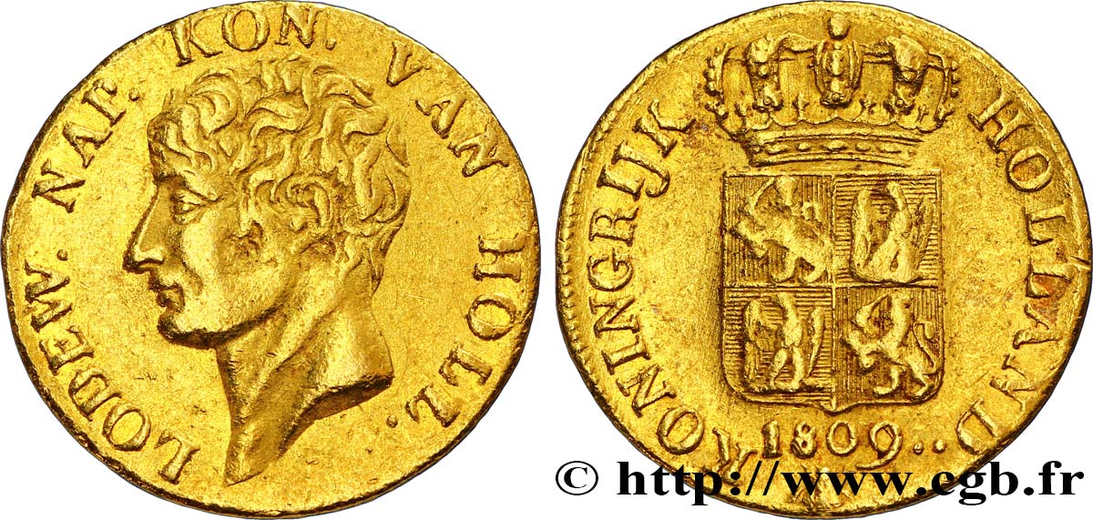 NETHERLANDS - KINGDOM OF HOLLAND 1 Ducat d or Louis roi de Hollande, 2ème type 1809 Utrecht VF 