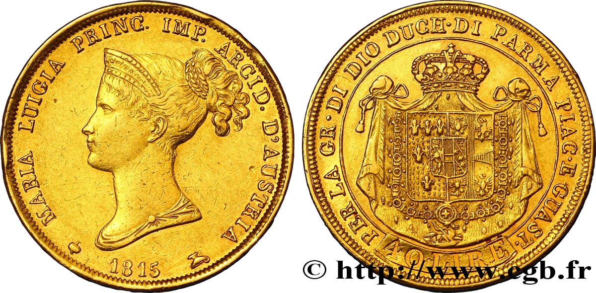 ITALY - PARMA AND PIACENZA 40 lire or 1815 Milan XF 