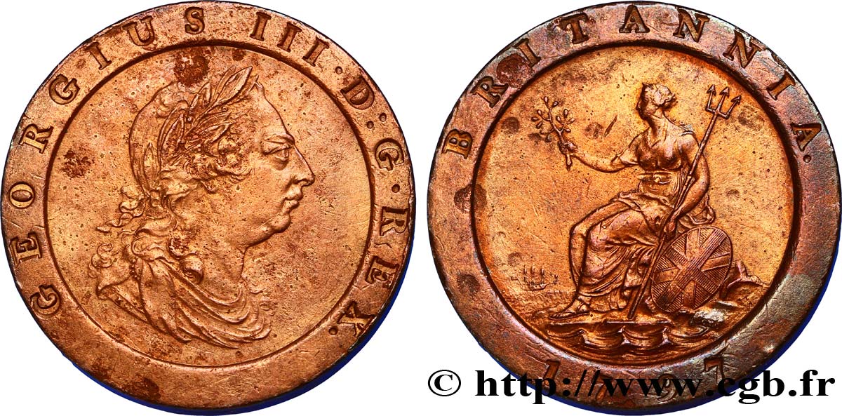 VEREINIGTEN KÖNIGREICH 2 Pence Georges III / Britannia 1797 Soho SS 
