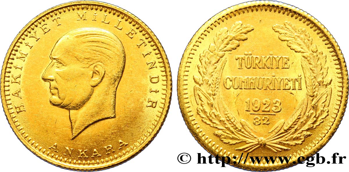 TURKEY 100 Kurush or Kemal Ataturk 1923, An 32 1945 Ankara AU 