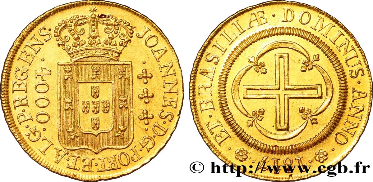 BRAZIL 4000 Reis Jean VI (Joao) 1817 Rio de Janeiro AU 