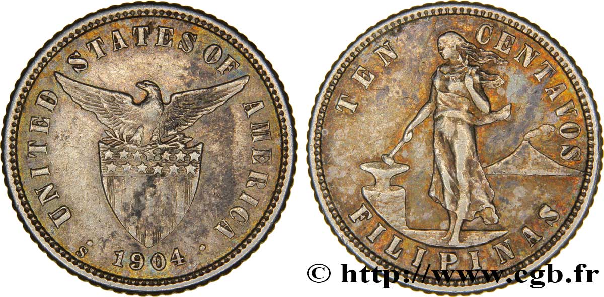 PHILIPPINEN 10 Centavos - Administration Américaine 1904 San Francisco SS 