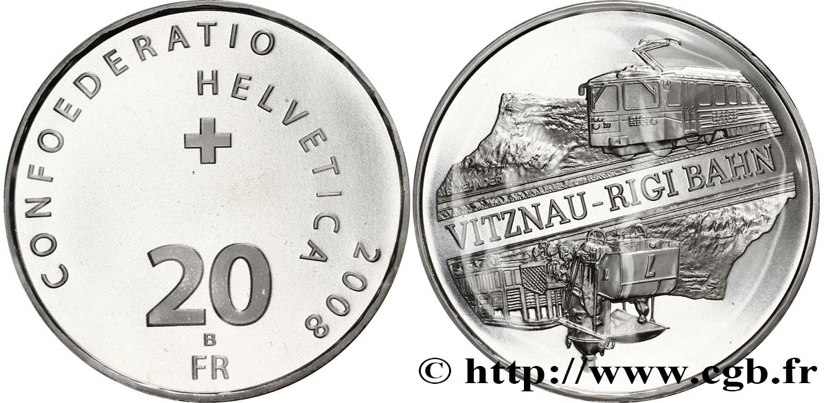 SUIZA 20 Francs Chemin de fer Vitznau-Rigi  2008 Berne - B FDC 