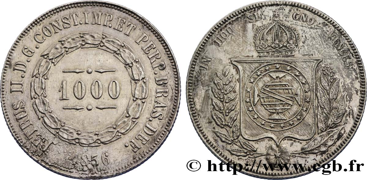 BRASILIEN 1000 Reis Empereur Pierre II 1856  SS 