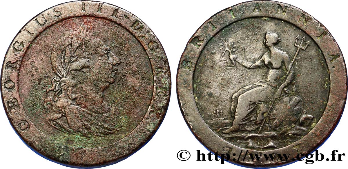 UNITED KINGDOM 1 Penny Georges III 1797 Soho F 