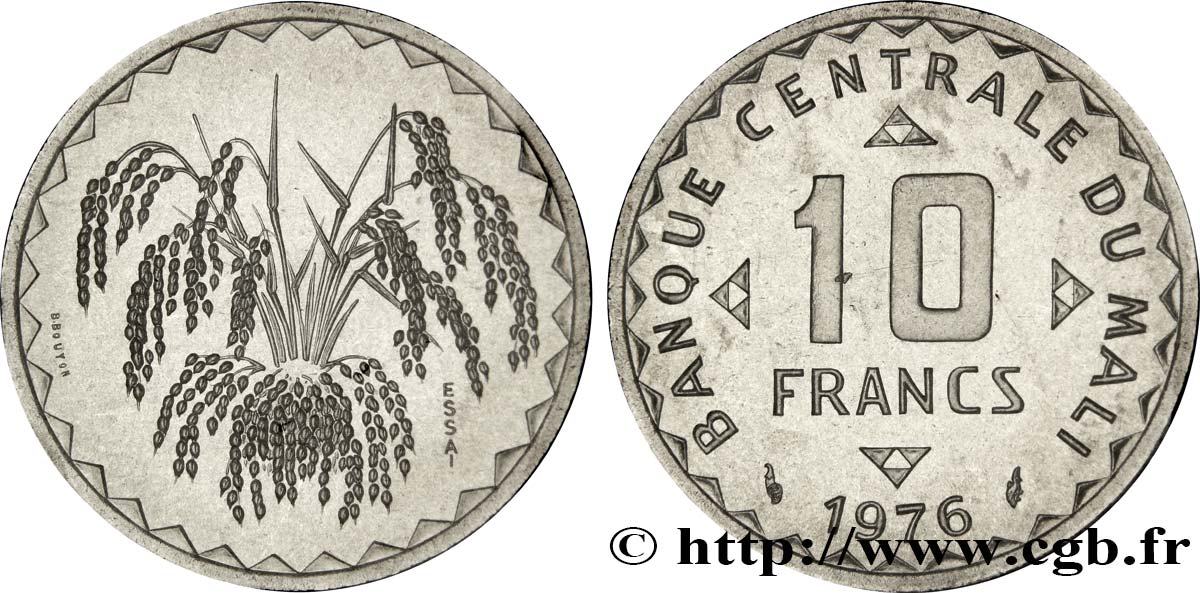 MALI Essai de 10 Francs 1976 Paris MS70 