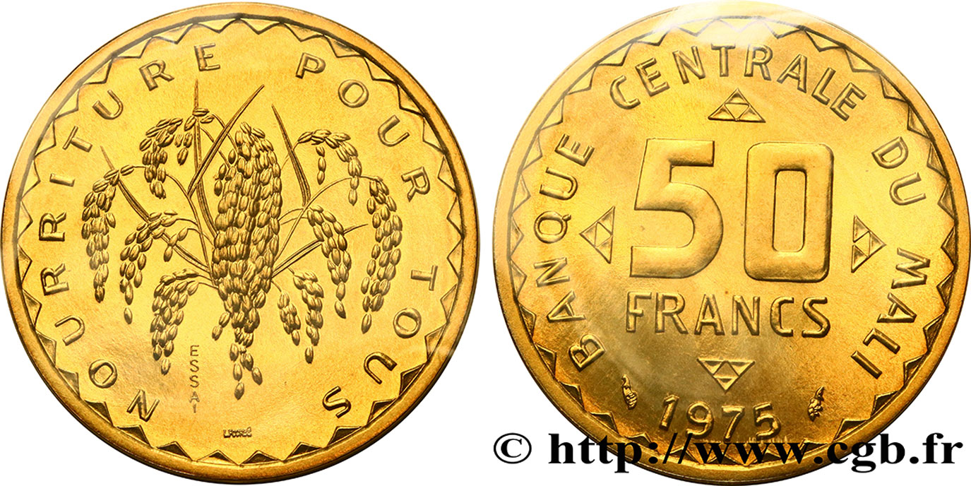 MALI Essai de 50 Francs plant de mil 1975 Paris FDC70 