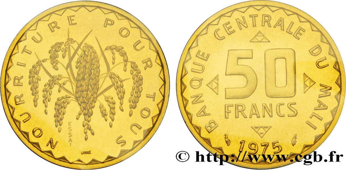 MALI Essai de 50 Francs plant de mil 1975 Paris ST70 