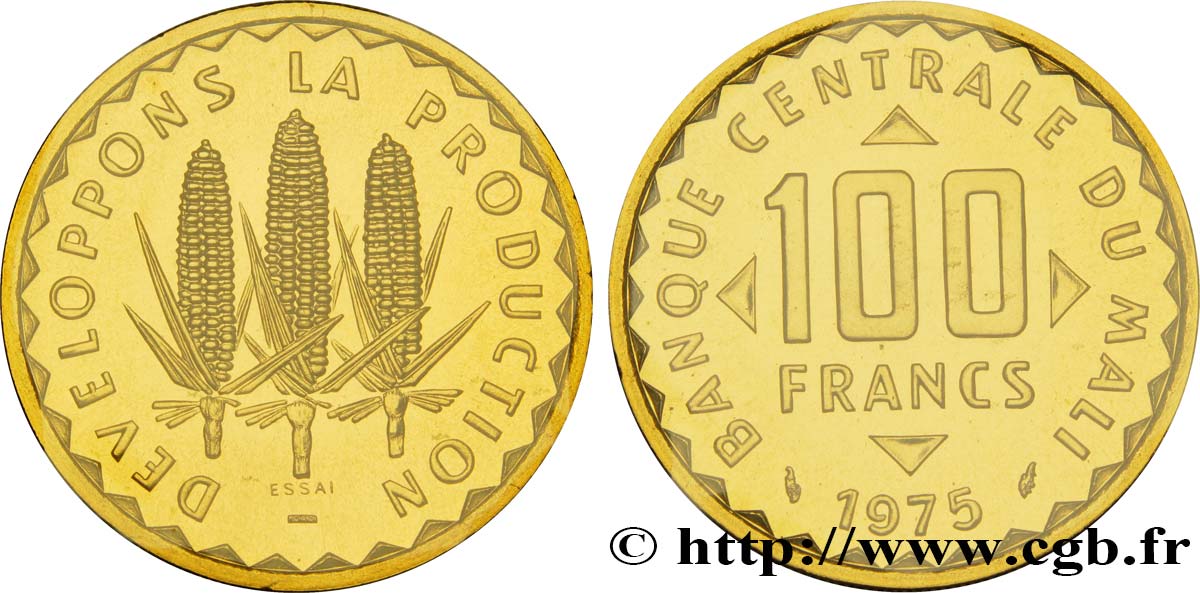 MALí Essai de 100 Francs épis de mais 1975 Paris FDC70 