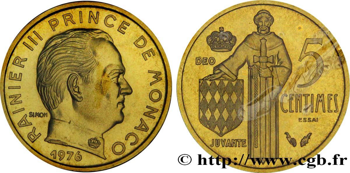 MONACO Essai de 5 Centimes 1976 Paris EBC 