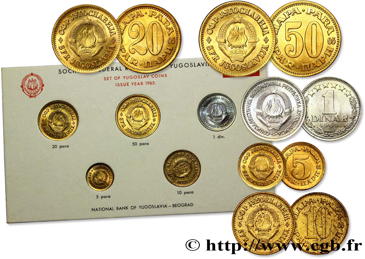 YUGOSLAVIA Série 6 monnaies 1965  FDC 