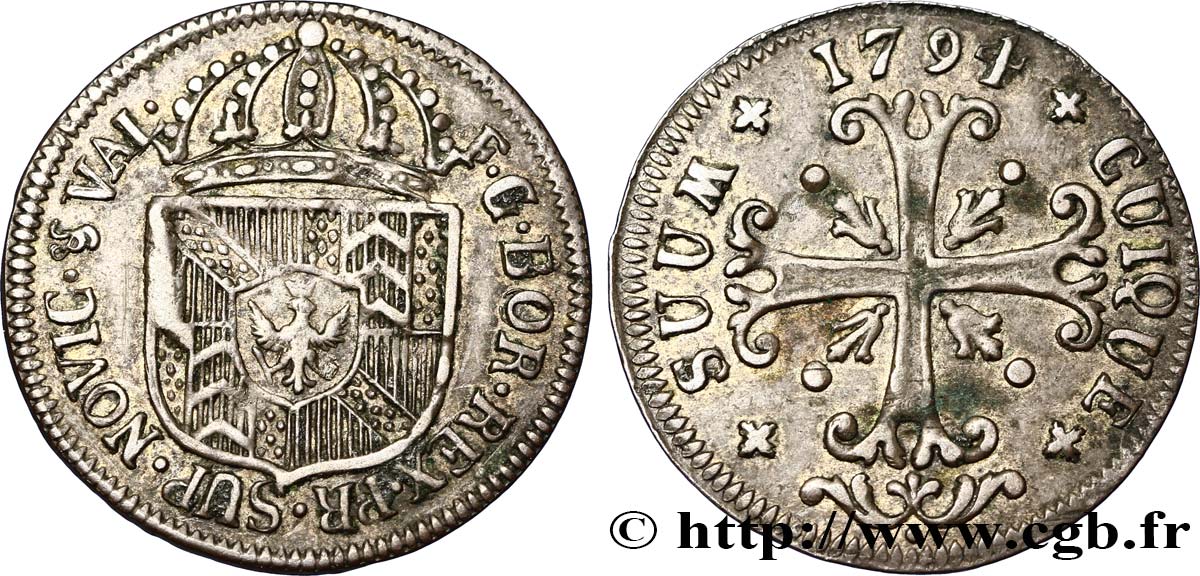 SWITZERLAND - CANTON OF NEUCHATEL 1/2 Batzen Principauté de Neuchâtel 1791  XF 