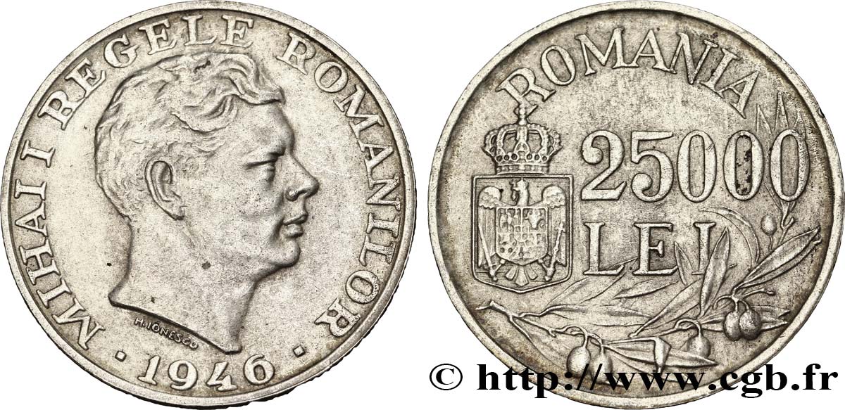 ROMANIA 25000 Lei Michel Ier 1946  XF 