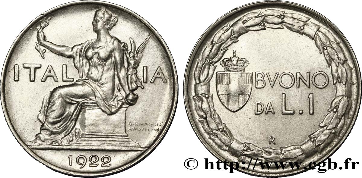 ITALIA 1 Lira (Buono da L.1) Italie assise 1922 Rome - R EBC 