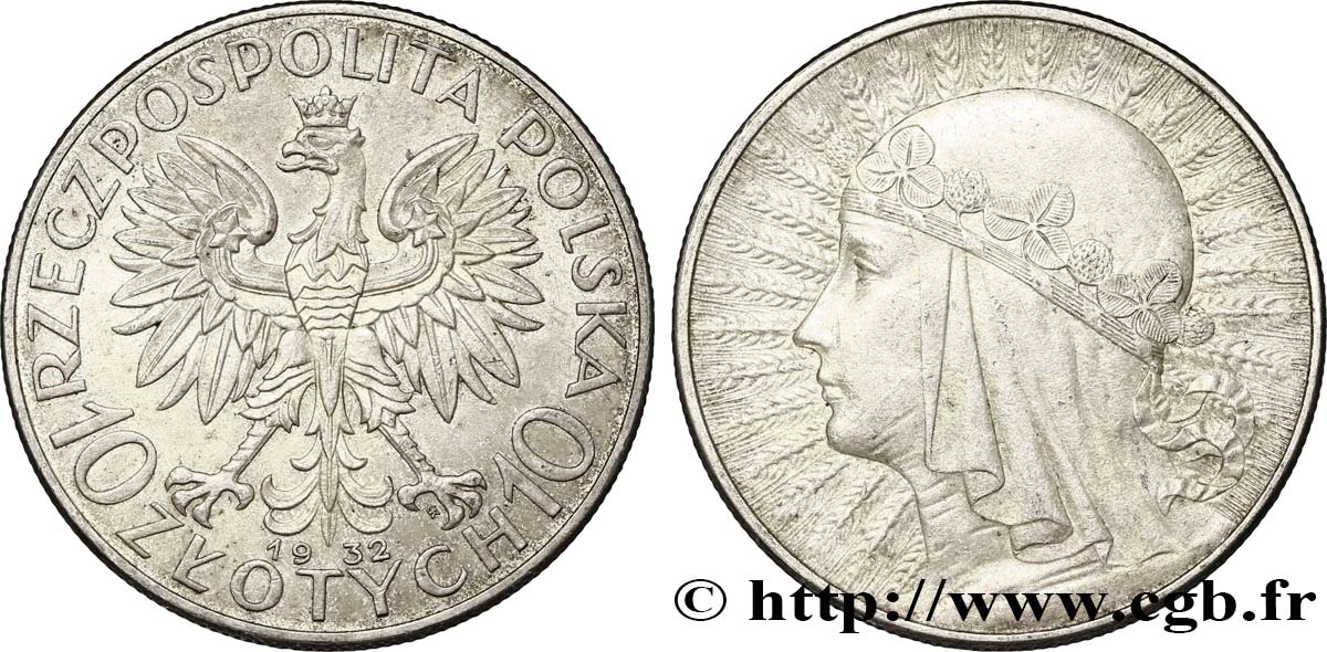 POLAND 10 Zlotych reine Jadwiga 1932 Varsovie AU 