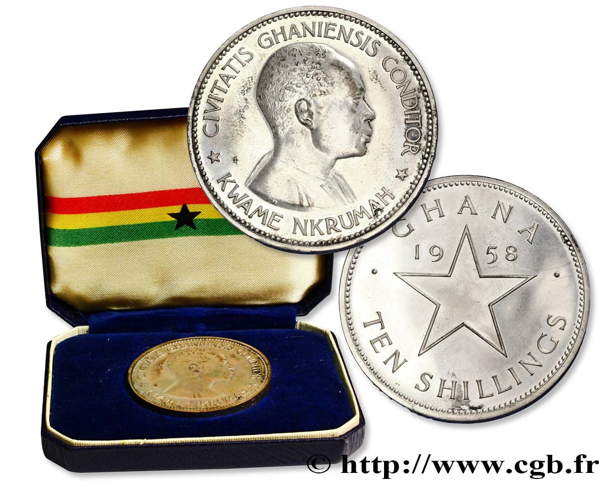 GHANA 10 Shillings Kwame Nkrumah / étoile 1958  SPL 