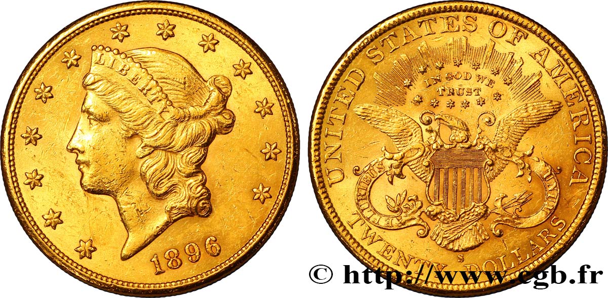 UNITED STATES OF AMERICA 20 Dollars  Liberty  1896 San Francisco AU 