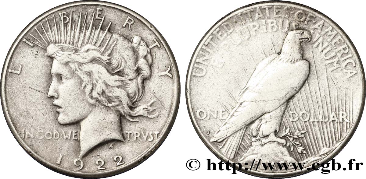 STATI UNITI D AMERICA 1 Dollar Peace 1922 Philadelphie q.BB 