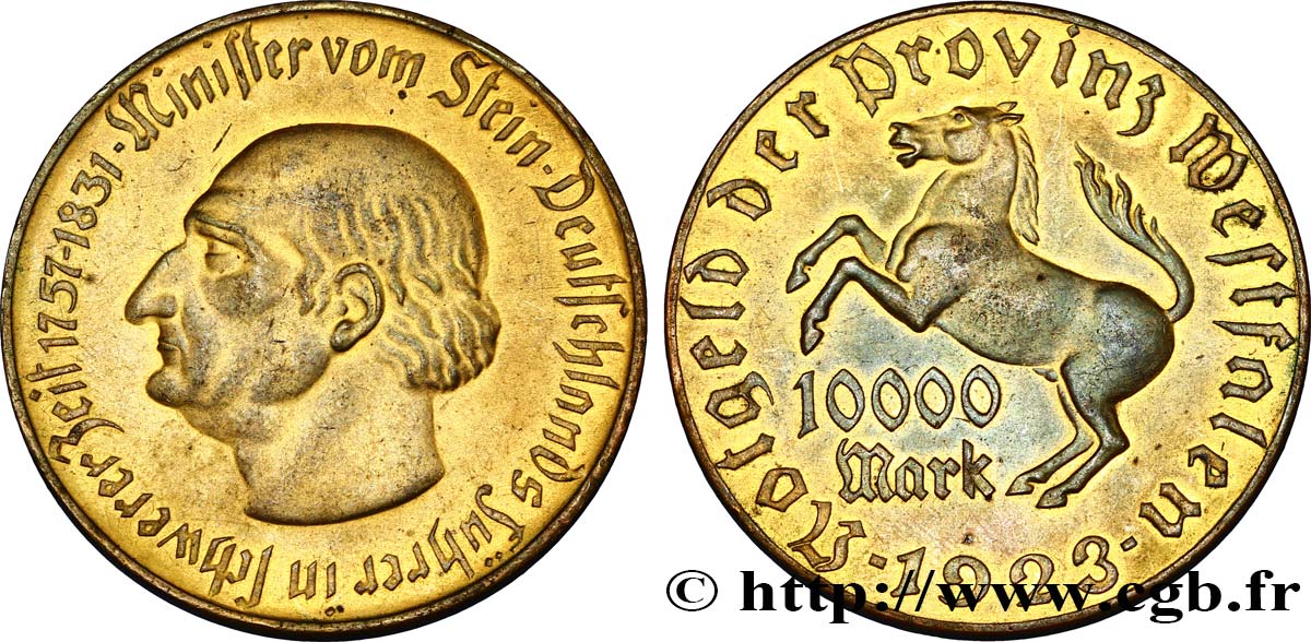 GERMANIA 10000 Mark  Westphalie von Stein 1923  q.SPL 