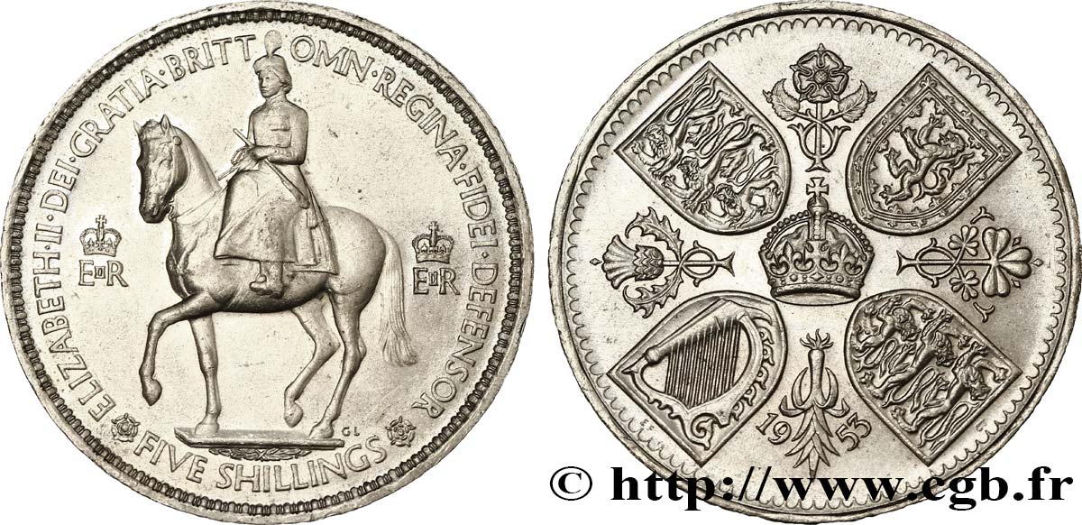 REGNO UNITO 1 Crown (5 Shillings) Couronnement d’Elisabeth II 1953  MS 