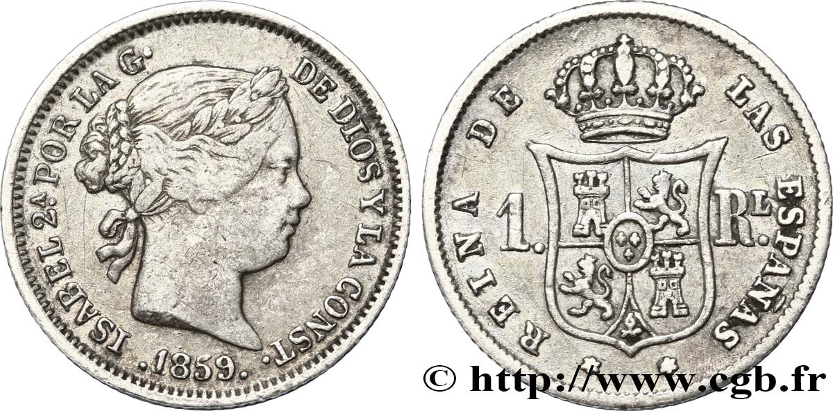 SPANIEN 1 Real Isabelle II 1859 Madrid fVZ 