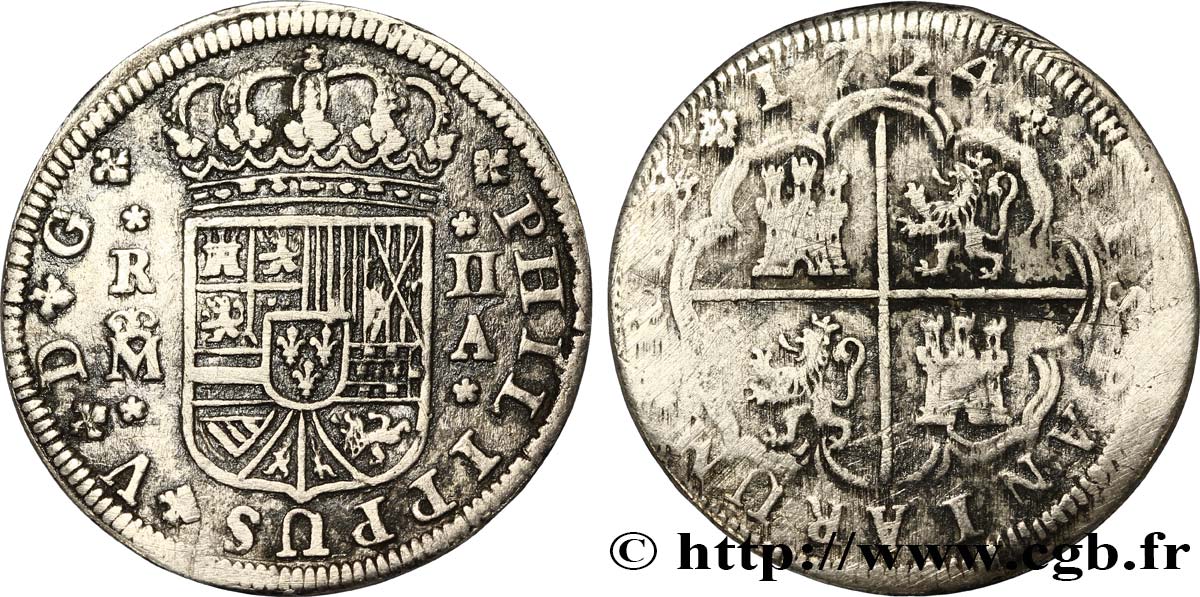 SPANIEN 2 Reales 1724 Madrid SS/S 
